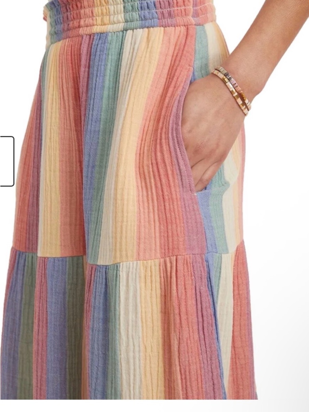 Marine Layer Corinne Pastel Rainbow Tiered Cotton Gauze Maxi Skirt - Picture 4 of 8